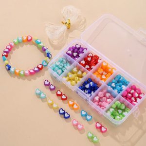 طقم 200 قطعة قلوب ملونة مع خيوط