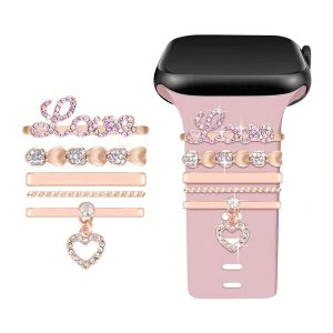 5 Pieces pink watch band rings