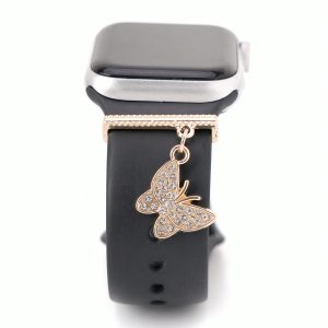 White watch band ring with butterfly