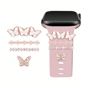 4 pieces pink watch accessory butterfly shape