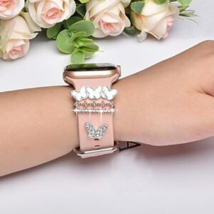 4 pieces silver watch accessory heart and butterfly shape