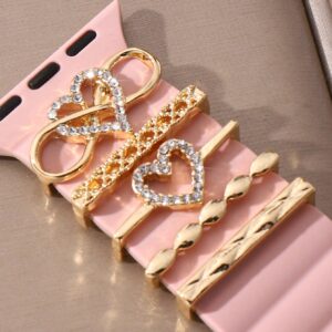 5 Pieces watch strap rings heart shape and mix designs