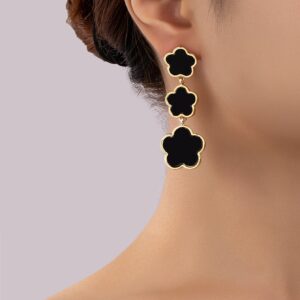 حلق نقشة الحظ كلوفر أسود