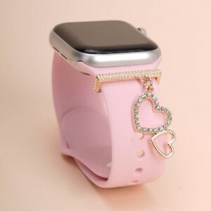 Two hearts attached Golden watch strap