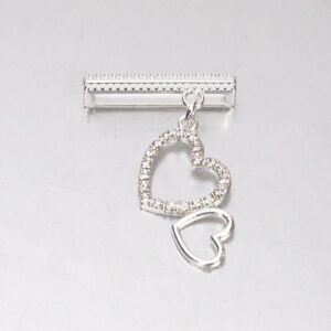 Two hearts attached silver watch strap
