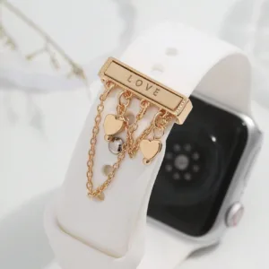 Watch ring with the word love and two small hearts