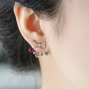 Golden Rhinestone Bowknot Ear Clip