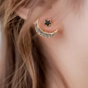 Multi color moon and star earrings