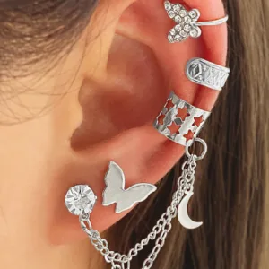 Silver Rhinestone Butterfly earrings